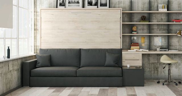 Mueble Cama abatible de matrimonio con sofá delante - Sofas Camas